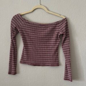 Ambiance Red and White Ribbed Crop Top